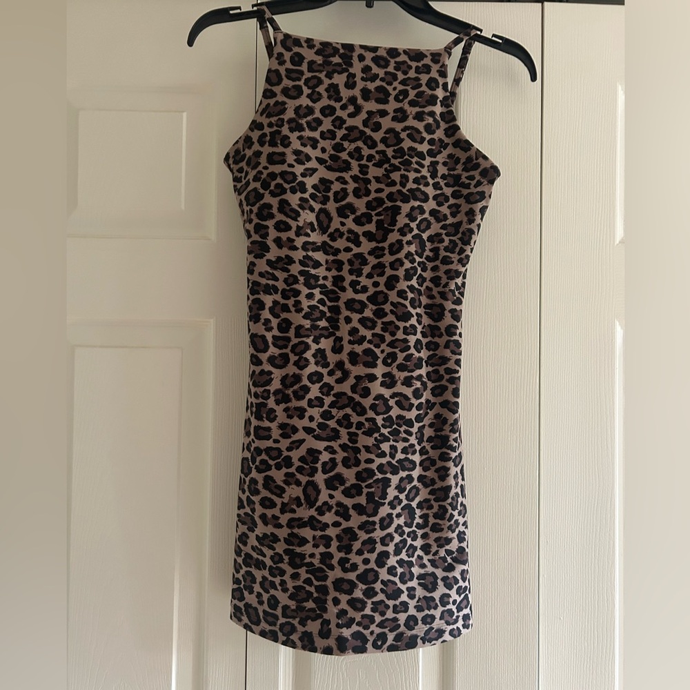 Abercrombie & Fitch Leopard Print Mini Dress in Brown and Black